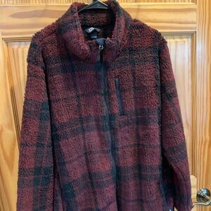 NWT Plaid Sherpa Zip-Up Jacket